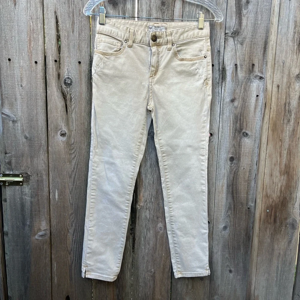 Free People Herringbone Cream Women Jeans